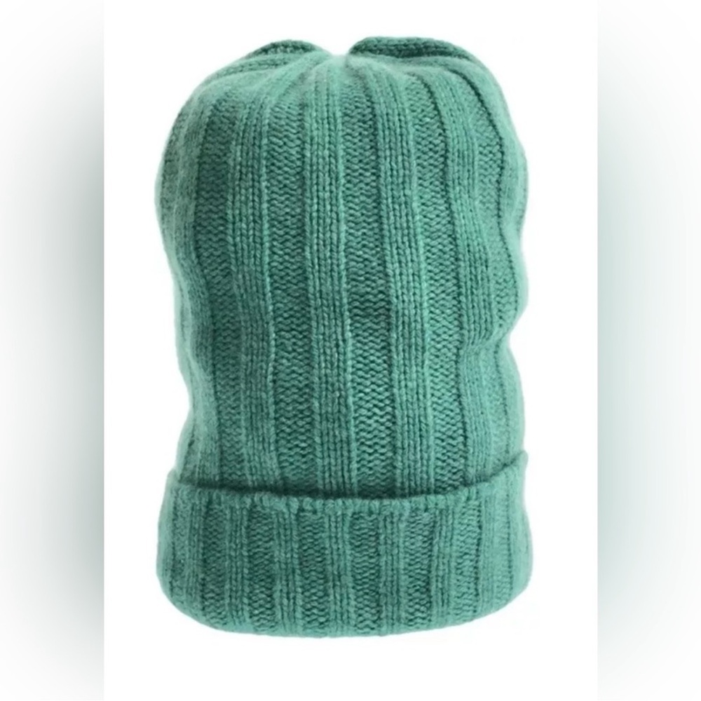 HOLD 4 AMANDA The Elder Statesman 100% Cashmere Beanie Hat GreenOnlyWornForPics - Picture 2 of 5